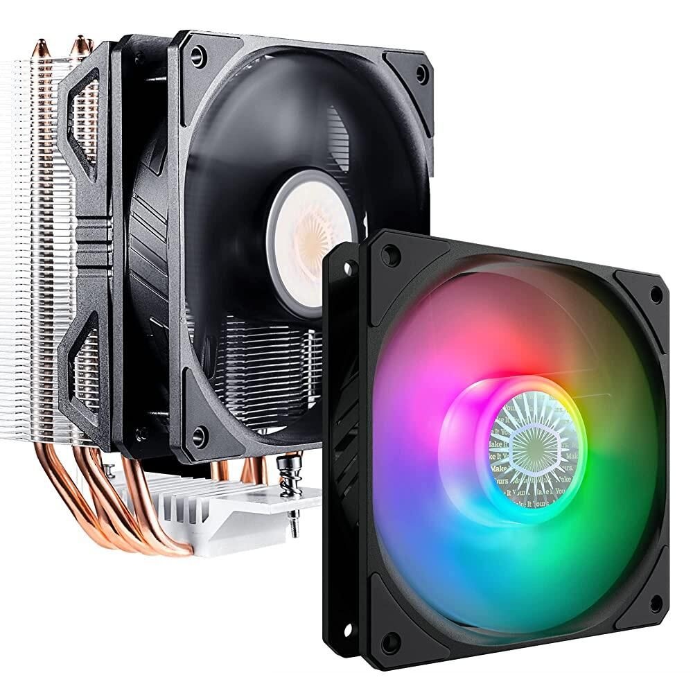 COOLER MASTER [해외] Cooler Master Hyper 212 EVO V2 CPU 에어 쿨러, SickleFlow 120 ARGB 번들, 구리 직접 접촉 히트 파이프 4개, 3핀 맞춤형 LED, PWM 팬,