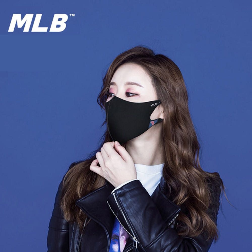 MLB 정품 연예인 3D 마스크 중형M 성인용 패션마스크 자외선차단마스크 빨아쓰는 마스크 검정색