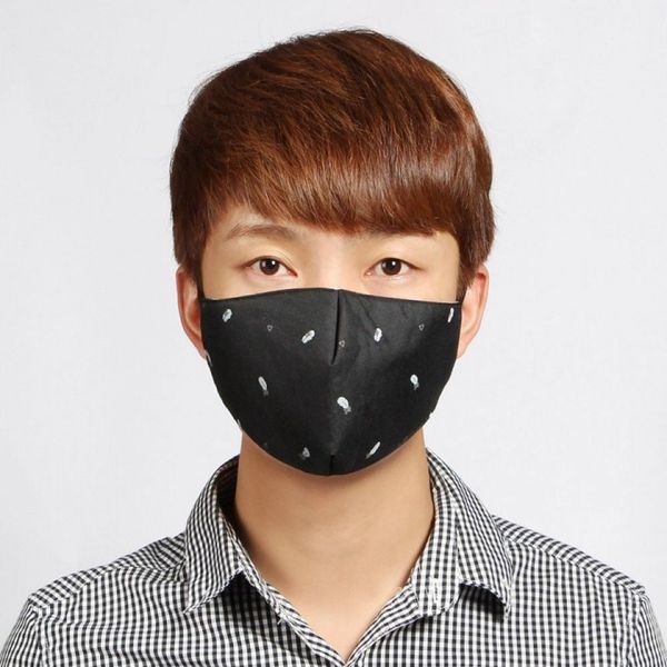 [하프클럽]3중 구조 블랙 면 마스크 깃털 무늬 필터