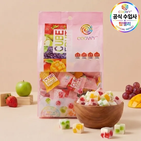 coowy 큐브 요거트젤리 4가지맛(망고,사과,딸기,포도) 300g
