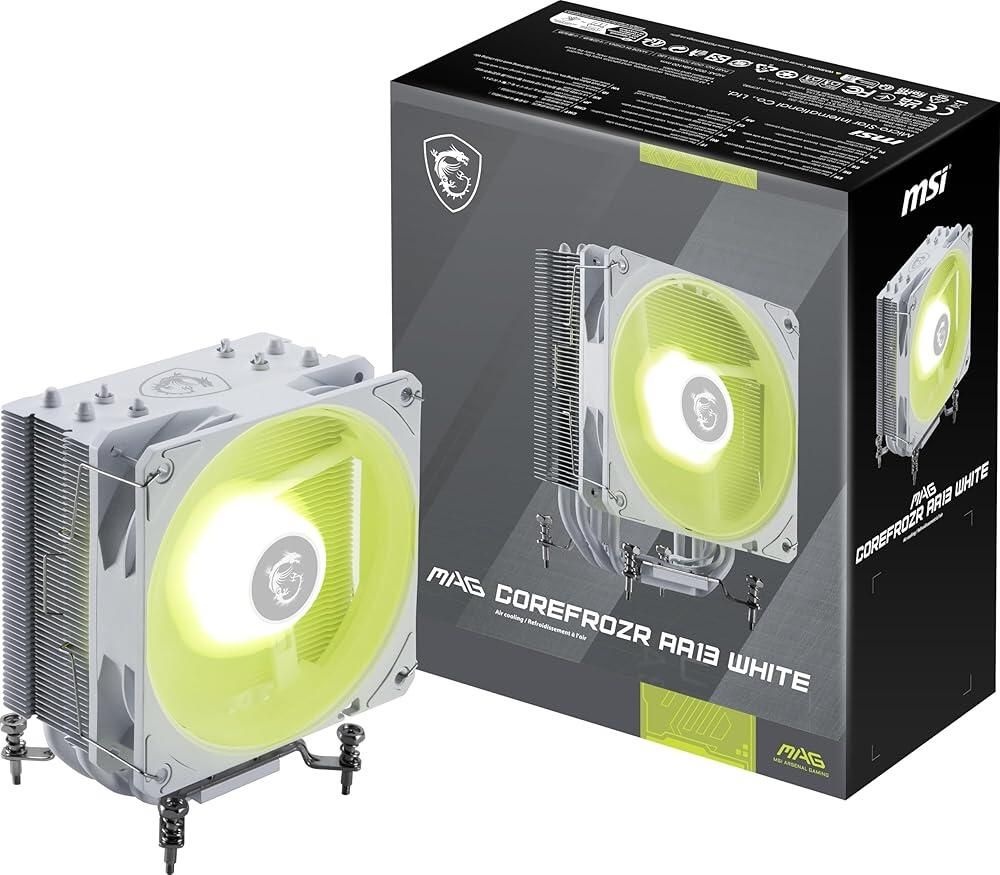 MSI [해외] MSI MAG COREFROZR AA13 화이트 - ARGB CPU 에어 쿨러 LGA 1700/1851 / AM5/AM4 호환 120mm PWM 팬 다이렉트 터치 히트 파이프 사전 적