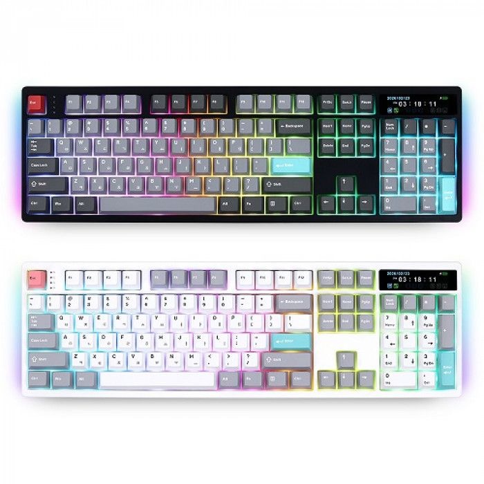 [오늘출발] [바로] VARO V104L FULL LCD 유무선 기계식 게이밍 키보드 (저소음 민트축)