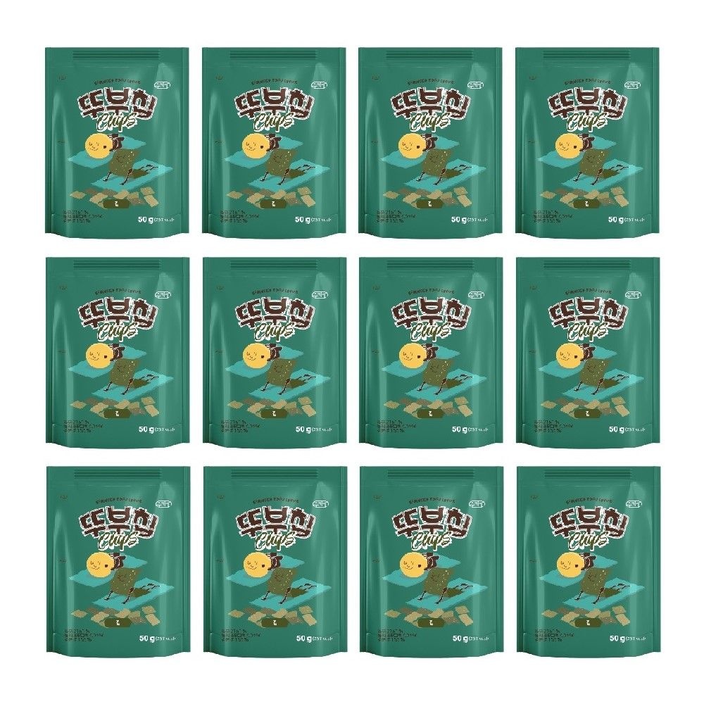 쿠키아 두부과자 김 뚜부칩 50gx12봉 /맛있는 영양간식 과자 쿠키 두부스낵 크래커 어린이과자