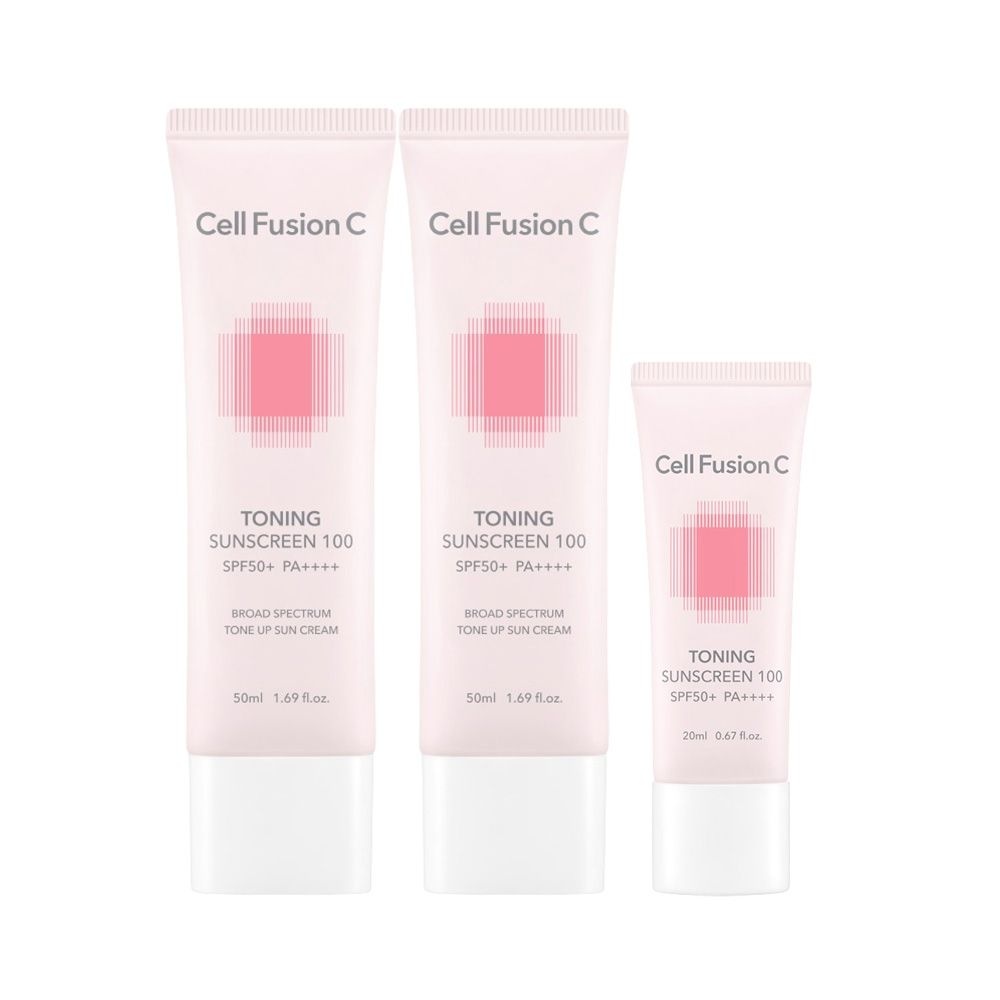 셀퓨전씨 토닝 썬스크린 50ml+50ml+20ml / 자연스러운 밀착 톤업 베이스 선크림