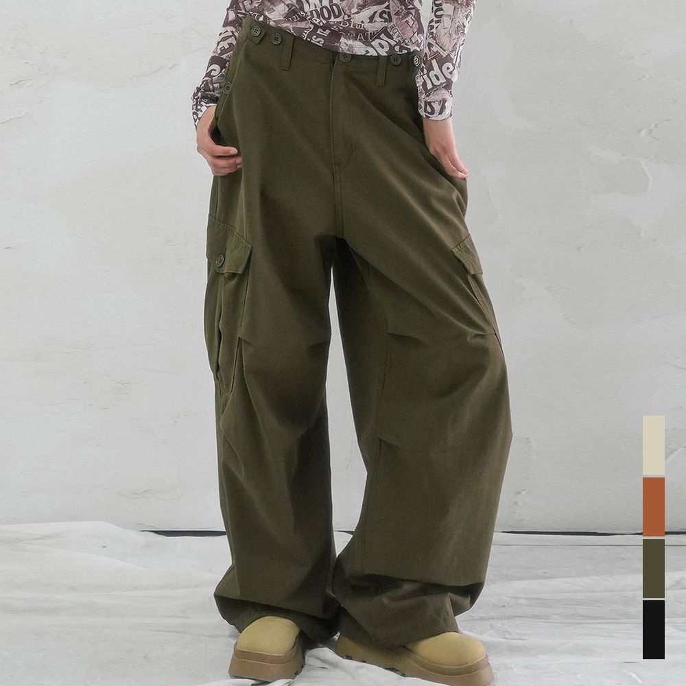 Enter Wide Cargo Cotton Pants - 3COL