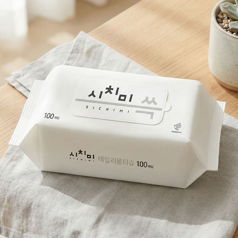 [시치미 쓱] 아기물티슈 50평량 화이트 리필형 100매 x 10팩