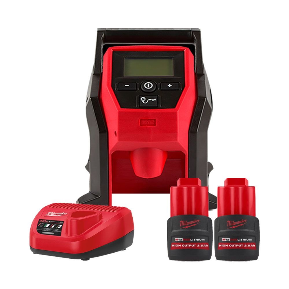 밀워키 M12 BI-252 충전 콤팩트 에어펌프 12V 2.5Ah 고출력 배터리 2개 세트