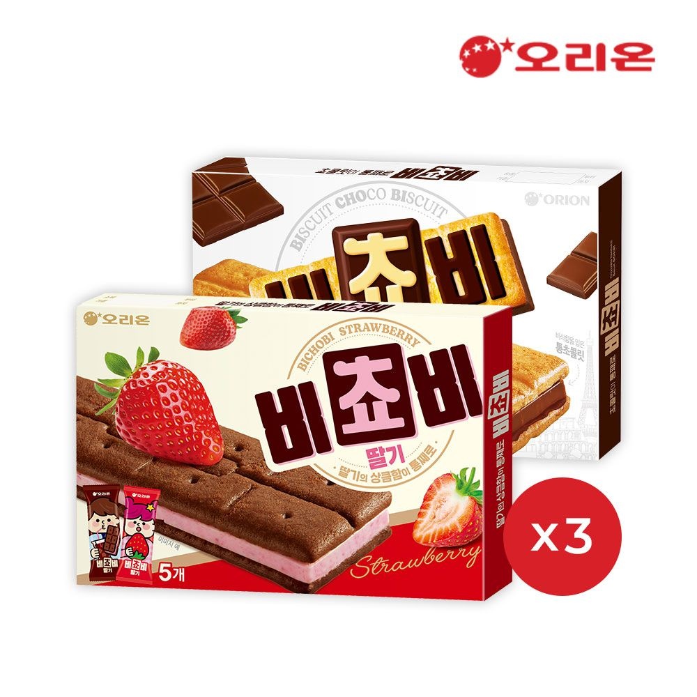 [롯데온] 오리온 비쵸비 딸기 3개+비쵸비 초코 3개