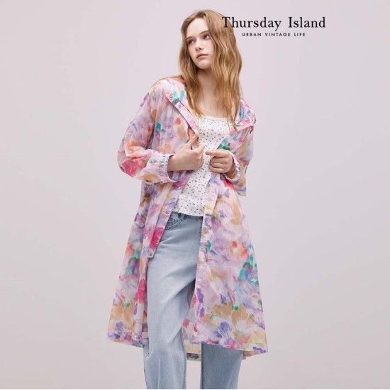 [Thursday Island] 패턴 후드 롱 점퍼(T244MJP232W)