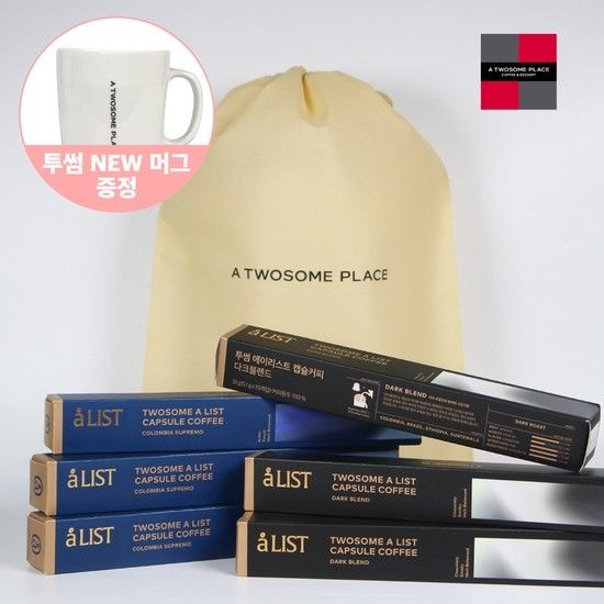 투썸플레이스 [선물추천] 투썸 캡슐커피 버라이어티 60캡슐+NEW머그(화이트)+베이지파우치포장