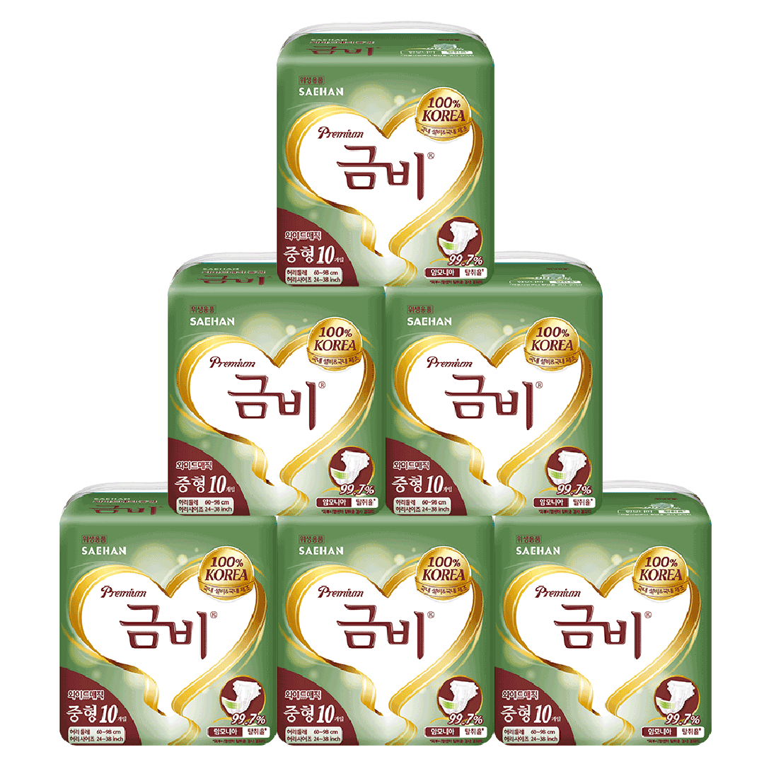 금비 성인용기저귀 와이드 매직 중형 6팩(60개) 겉기저귀