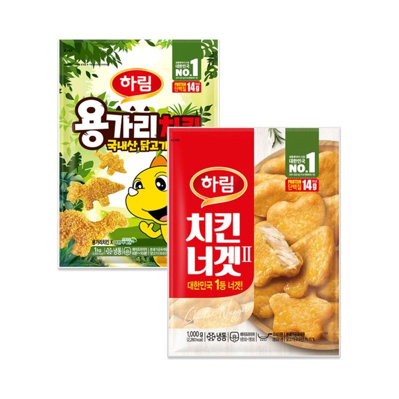 [온누리7%혜택][하림] 용가리치킨 1kg 1개 + 치킨너겟2 1kg 1개