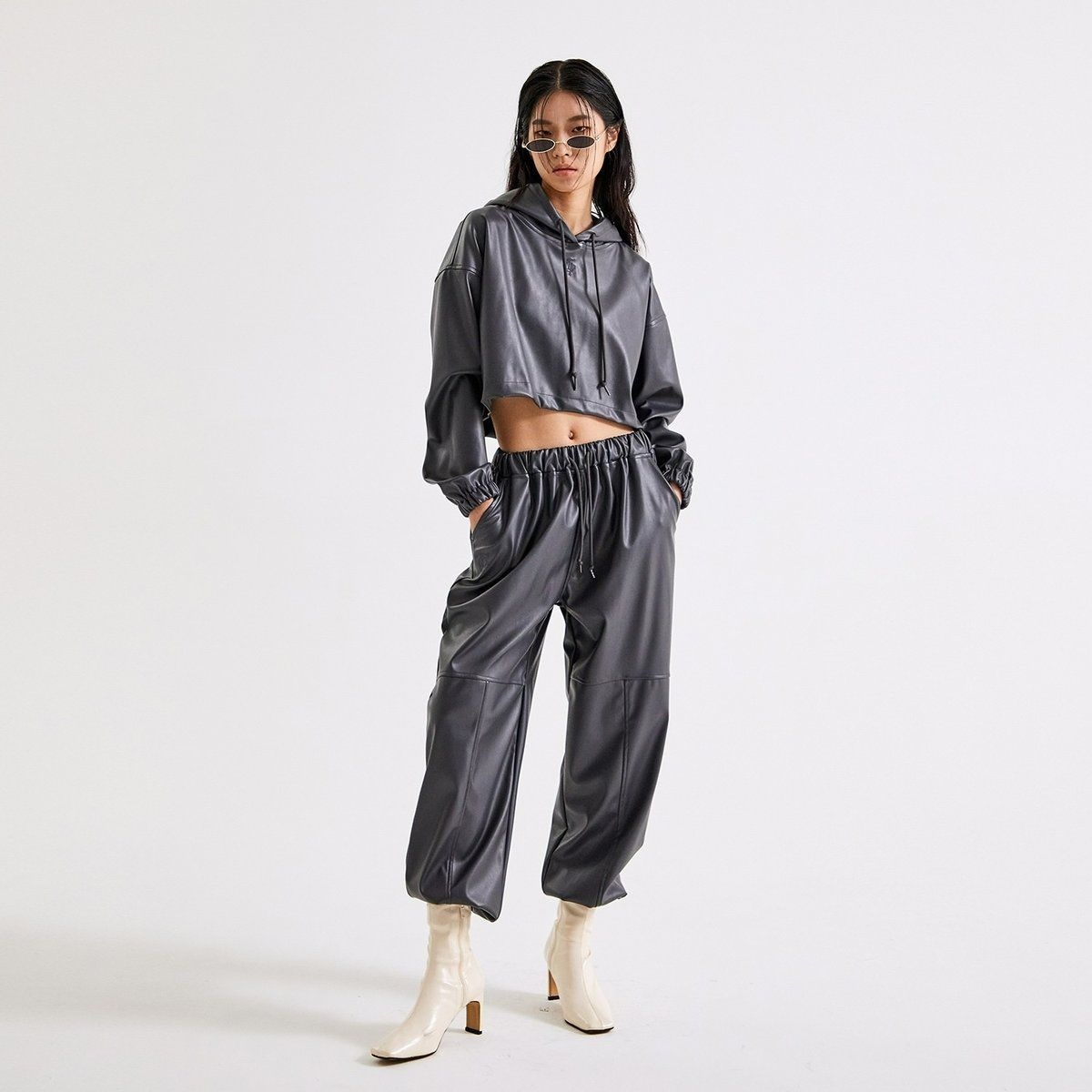 탑걸 FLEX LEATHER JOGGER 바지 _T226BT700 DG 4010001