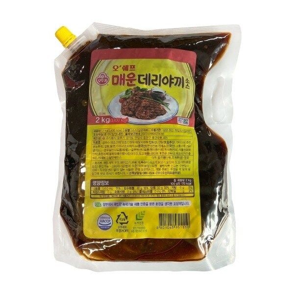 오뚜기 오쉐프 매운데리야끼소스 2kg (스파우트팩) 6개23530823643565