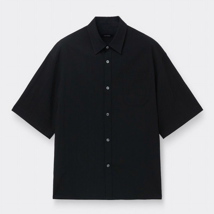 Black Oversized Pleasant Half Shirt CWSAM26311BKX