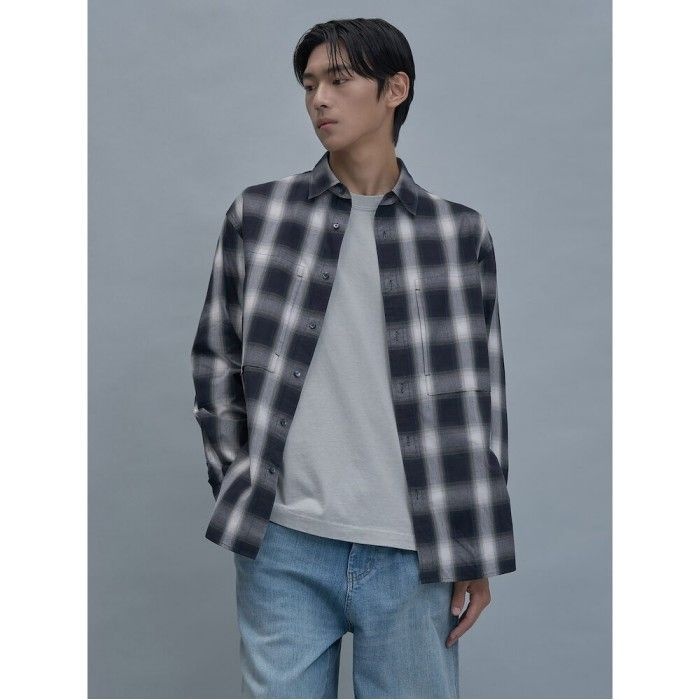 Comfort Fit Ombre Check Shirt Black (GS5664CL35)