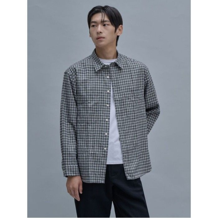 Brushed Cotton Check Shirts Black GS5964CL95