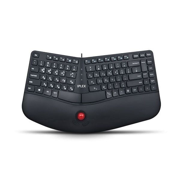 건평정보통신 유선 트랙볼 키보드, IPLEX ERK1000TK 에고노믹 블랙 USB
