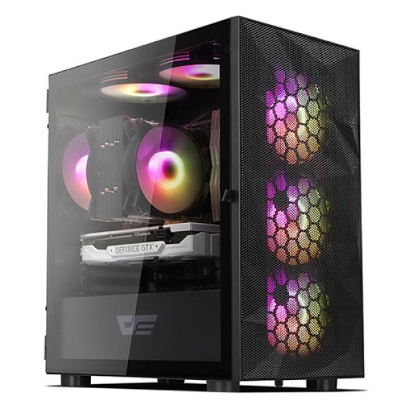 darkFlash DLM21 RGB MESH 강화유리 미니타워 블랙