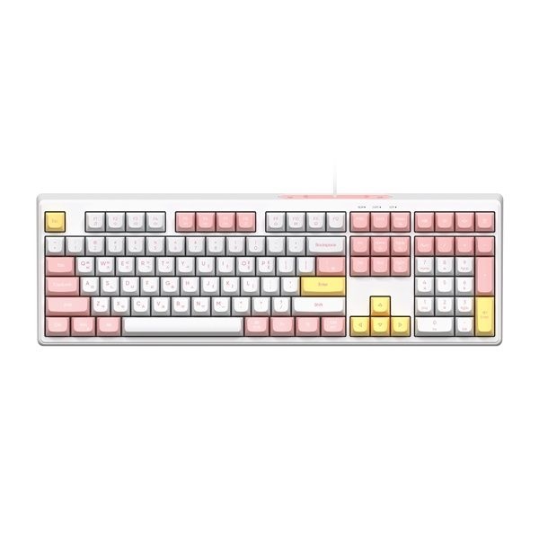 ABKO 유선키보드, MK108 저소음 베이비 핑크 USB