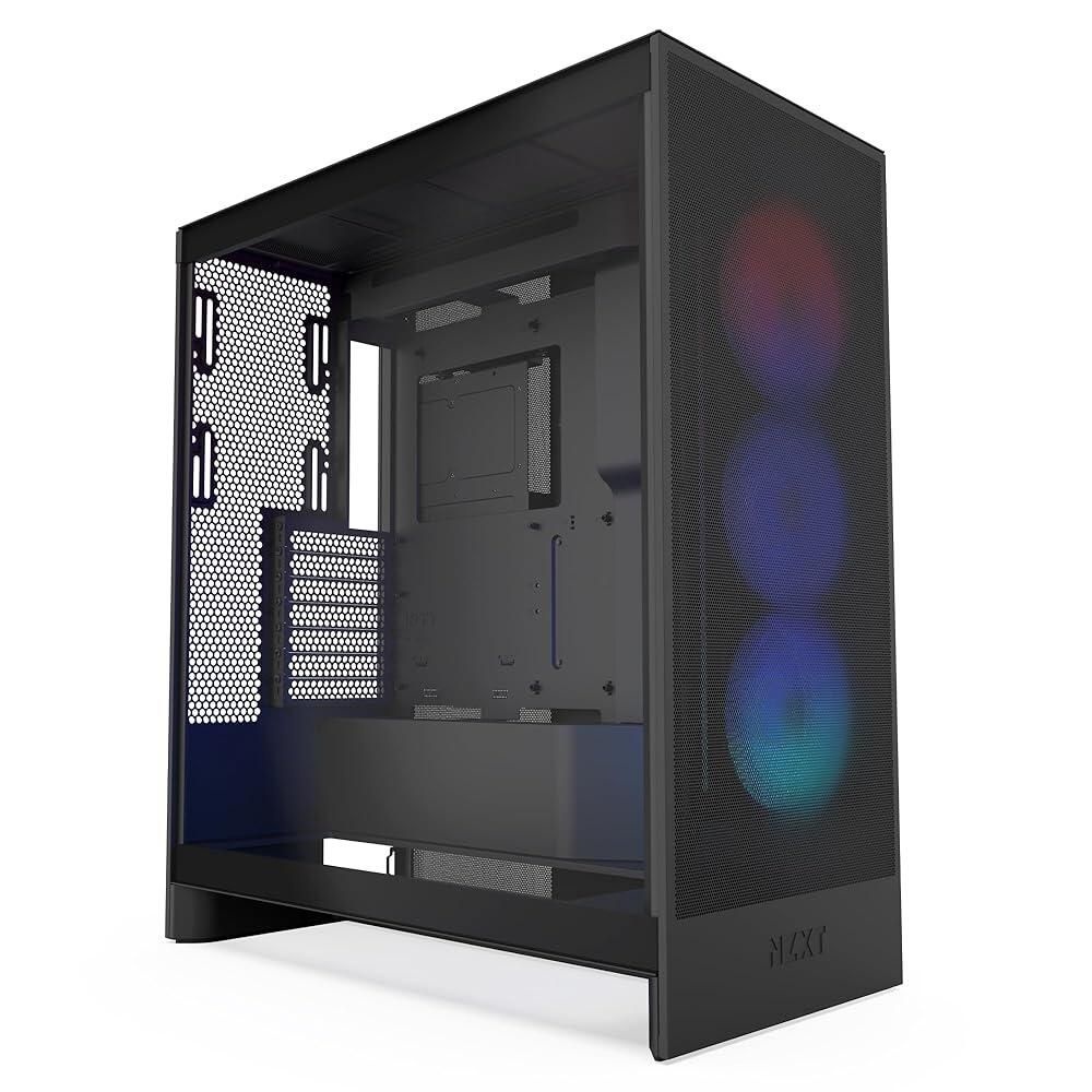 [해외] NZXT H7 Flow RGB | 360mm 싱글 프레임 팬이 있는 미드타워 ATX 에어플로우 케이스 직접 GPU 냉각을 위한 하단 팬 지원 케