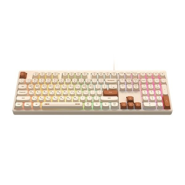 ABKO 유선키보드, MK108 저소음 오트밀 USB