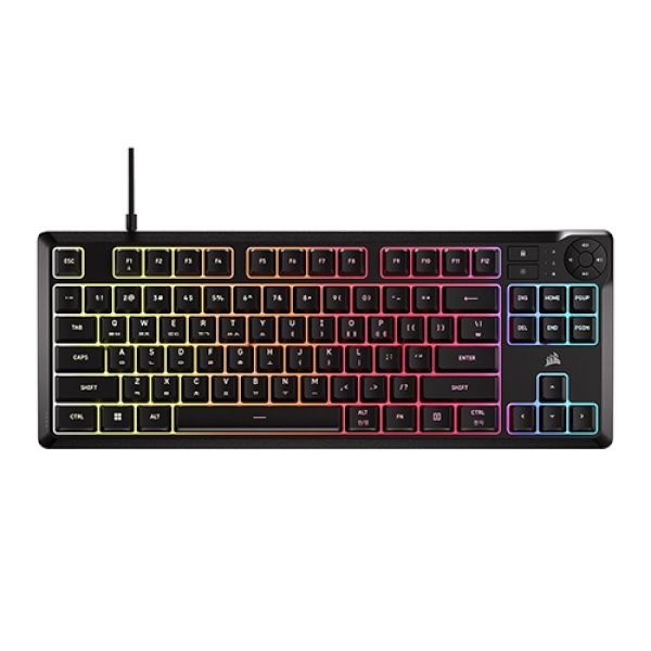 CORSAIR 유선 미니 키보드, K55 Core TKL RGB 저소음 멤브레인 블랙 USB