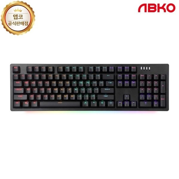 ABKO 유선 기계식 키보드, AN02 RGB BAR 축교환, 청축 블랙 USB