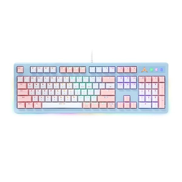 ABKO 유선 기계식 키보드, AN07C 아이스큐브 옵티컬 축교환 광축클릭 청축 블루 USB
