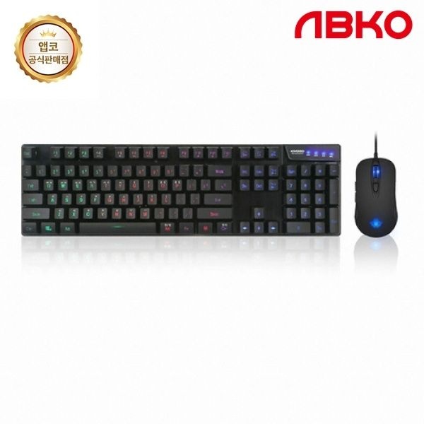 ABKO 유선 데스크탑 세트, Hacker KM350 블랙 키보드USB 마우스USB