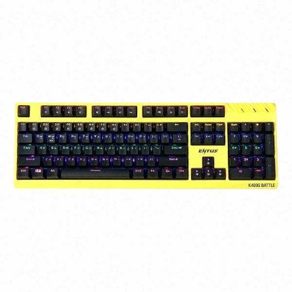 CJ ENM 유선 기계식 키보드, OGN ENTUS, OGN-K400G Entus Battle 축교환, 광축클릭 옐로우 USB