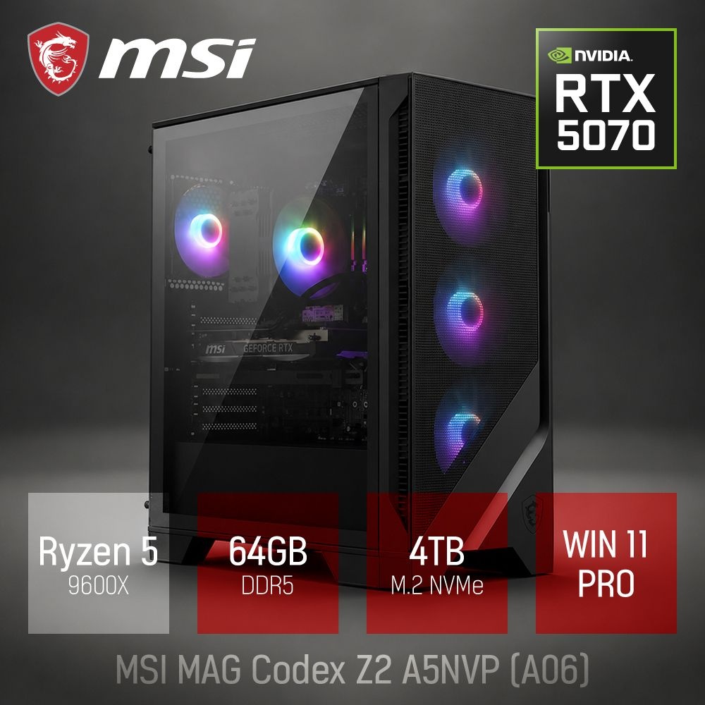MSI ⓒ MSI MAG Codex Z2 A5NVP A06 R5-9600X 64GB 4TB WIN11 / 고성능 영상편집 게이밍 포토샵 캐드 브랜드PC