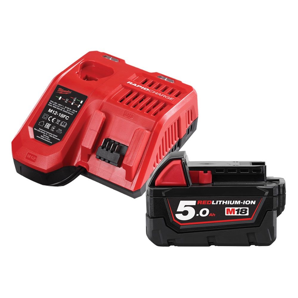 밀워키 밀워키 18V 배터리 충전기세트 M12-18FC + M18 B5 5.0Ah 배터리 1개 세트