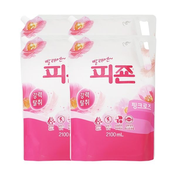 피죤 섬유유연제 핑크로즈 리필 2.1L 2입 x2