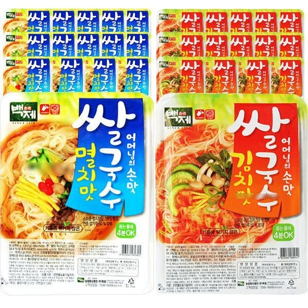 백제 쌀국수 멸치맛15개+김치맛15개 즉석쌀국수