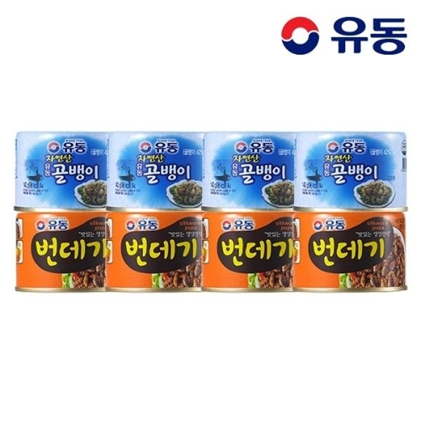 [유동] 자연산골뱅이 140g x4개 +번데기 130g x4개