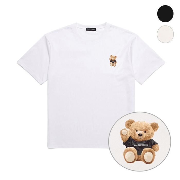 [밴웍스]MINI SITTING BEAR 오버핏 반팔 티셔츠(VNDTS215) 2칼라