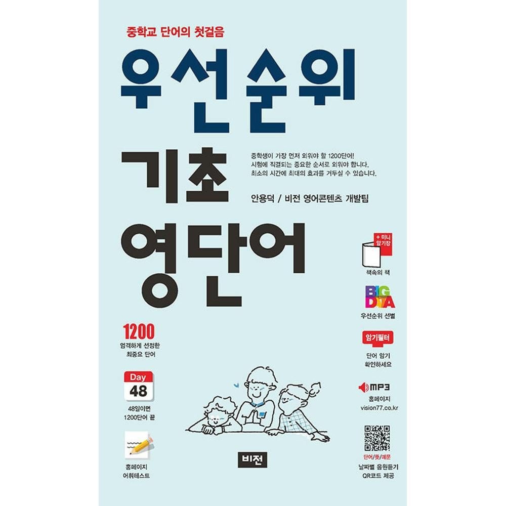 UnKnown 우선순위 기초 영단어 중학 - 중학교 단어의 첫걸음 / 안용덕,비전 영어콘텐츠 개발팀(2135273)