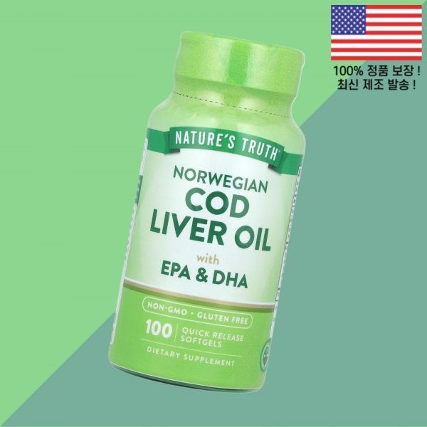 [해외] 내추럴의 진실 노르웨이 대구 리버 오일 EPA DHA 퀵 릴리스 소프트젤 캡슐 100정 Nature's Truth Norwegian Cod Liver Oil 100 Quic