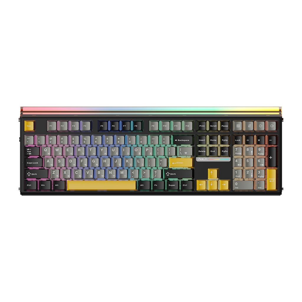 [오늘출발] AULA 유무선 독거미 한글자판 풀배열 기계식 키보드 저소음 솜사탕축 H108