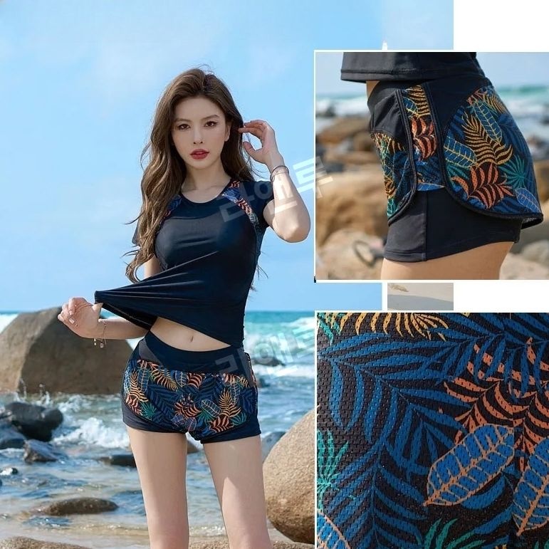 [해외] 브스웨멕 여성 래쉬가드 반소매 UV 차단 수영복 비치웨어 세트