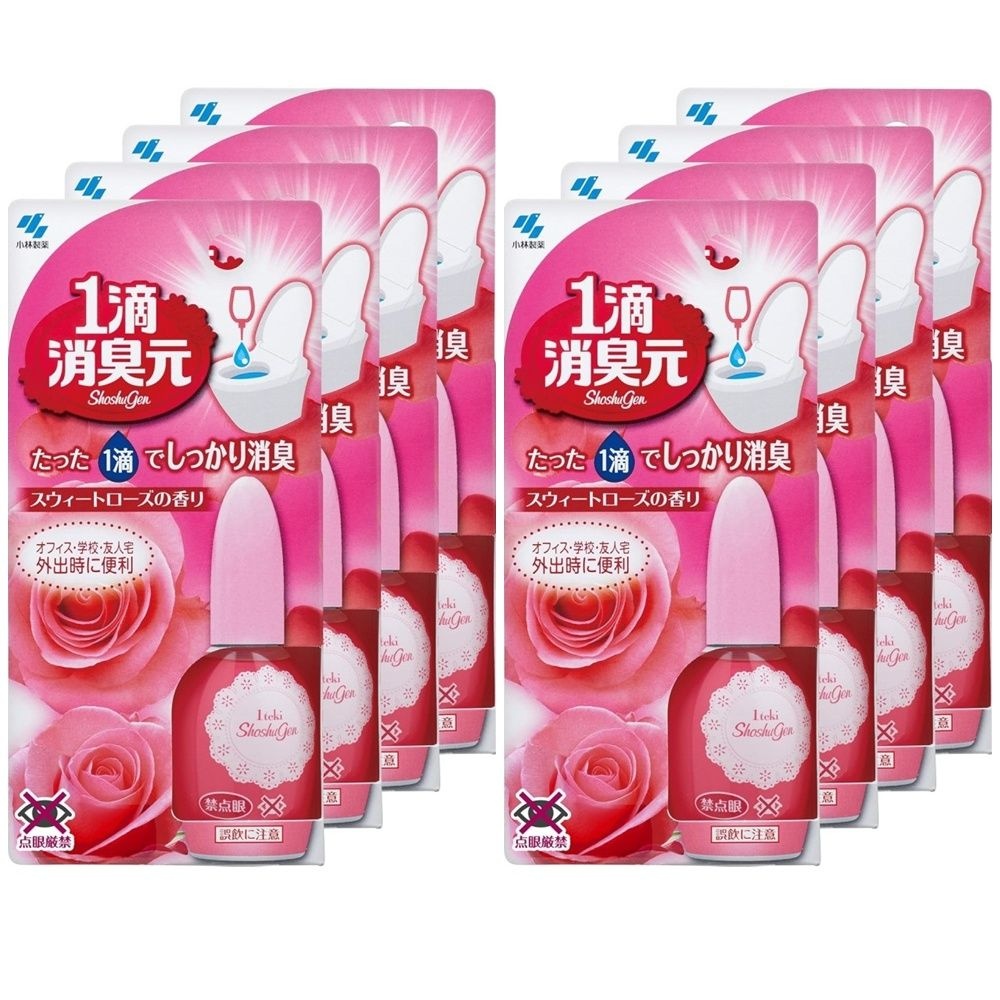 Kobayashi 1teki Shoshugen Toilet Deodorizing Liquid 일본 코바야시 화장실 냄새 제거 한방울 이치테키 쇼슈겐 장미향 20ml 8개