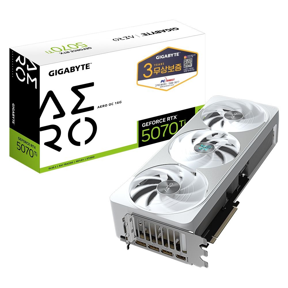 [온누리상품] 기가바이트 GIGABYTE 지포스 RTX 5070 Ti AERO OC D7 16GB