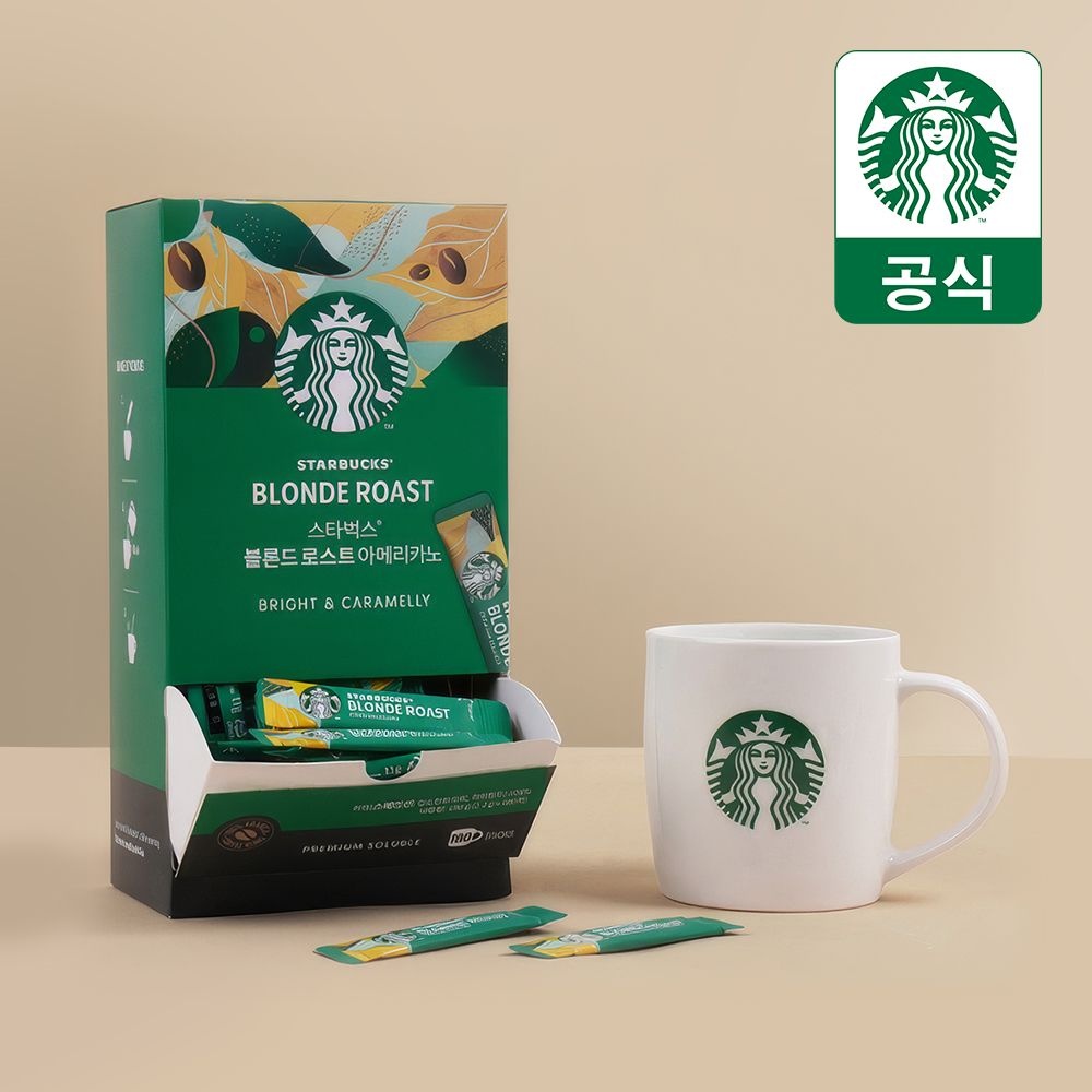 [롯데온] 스타벅스 스틱커피 블론드 로스트 아메리카노 180개입 + 머그 증정 (37,500원/무배)