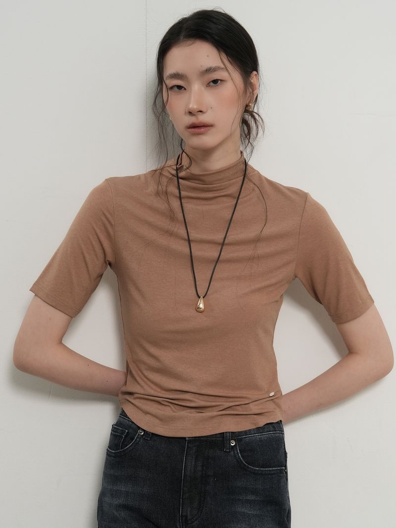제너럴아이디어 GENERALIDEA 아세테이트 모크넥 반팔티 [CAMEL] GF1LTS501 GF1LTS501CA 122450