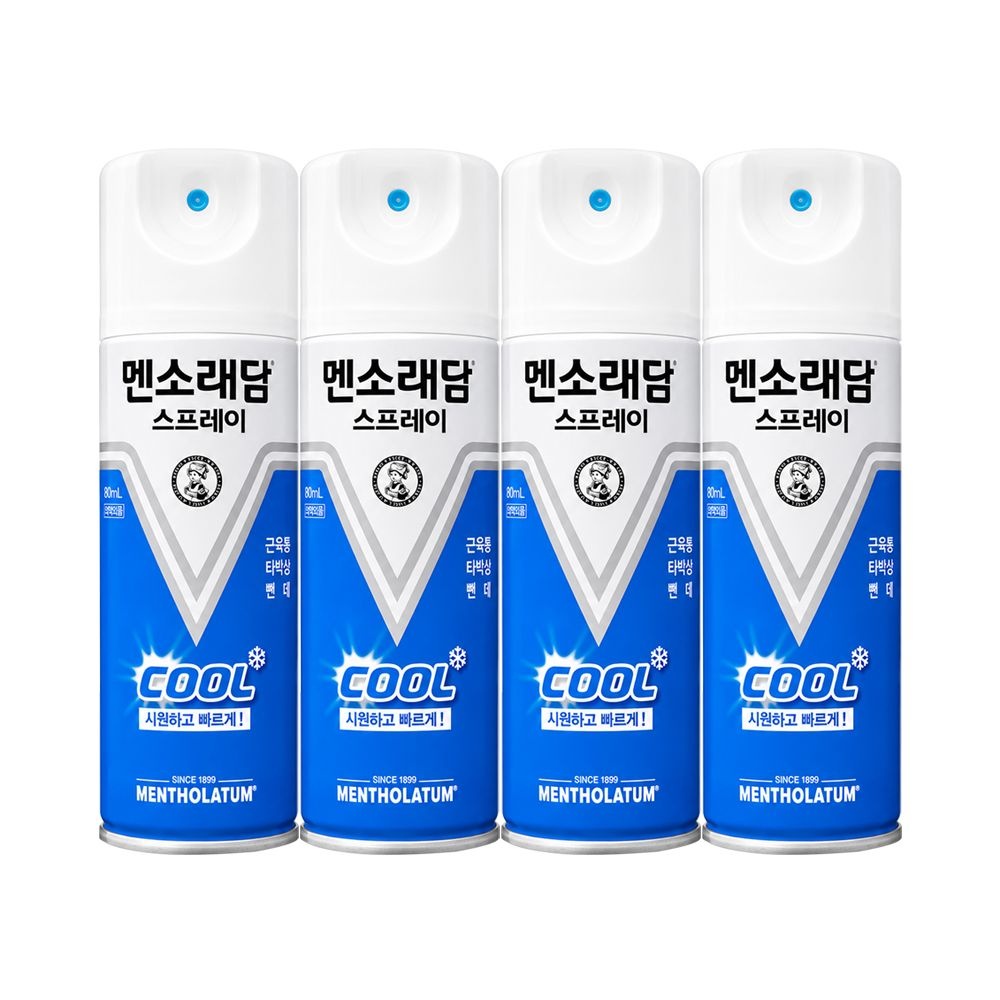 멘소래담 스프레이 쿨 180mlx4개 쿨타입 타박상 통증완화 뿌리는 에어파스