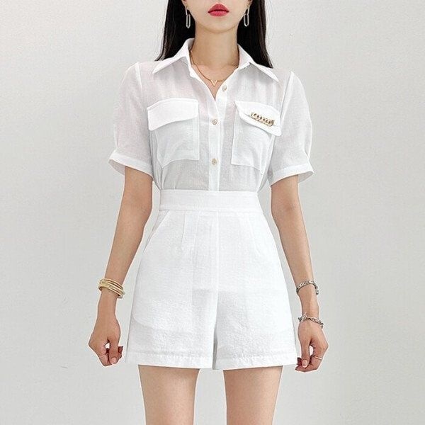 UnKnown 금찌 리볼트 쿨마 블라우스 반바지 세트 TS5918S G 3329136