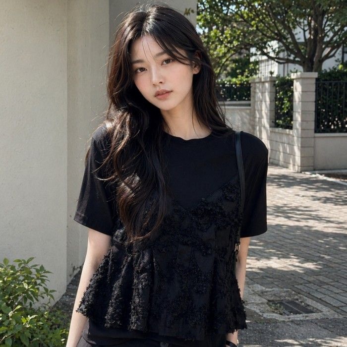 (더틸버리) 러플 뷔스티에 티셔츠 TS4N0TSD31