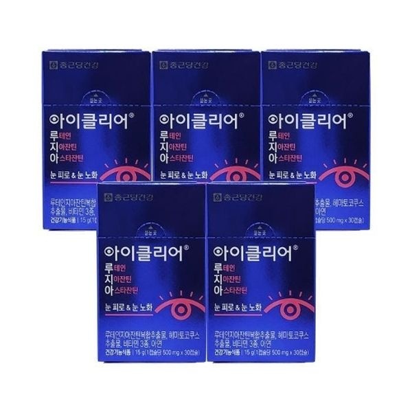 아이클리어 루테인 지아잔틴 아스타잔틴 500mg x 30캡슐 5개 Ss