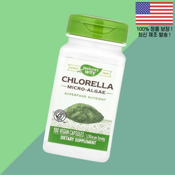 [해외] 네이처스 웨이 클로렐라 미세조류 식물성 베지캡슐 100정 410mg Nature's Way Chlorella Micro Algae 100 Vegan Capsules per Capsule
